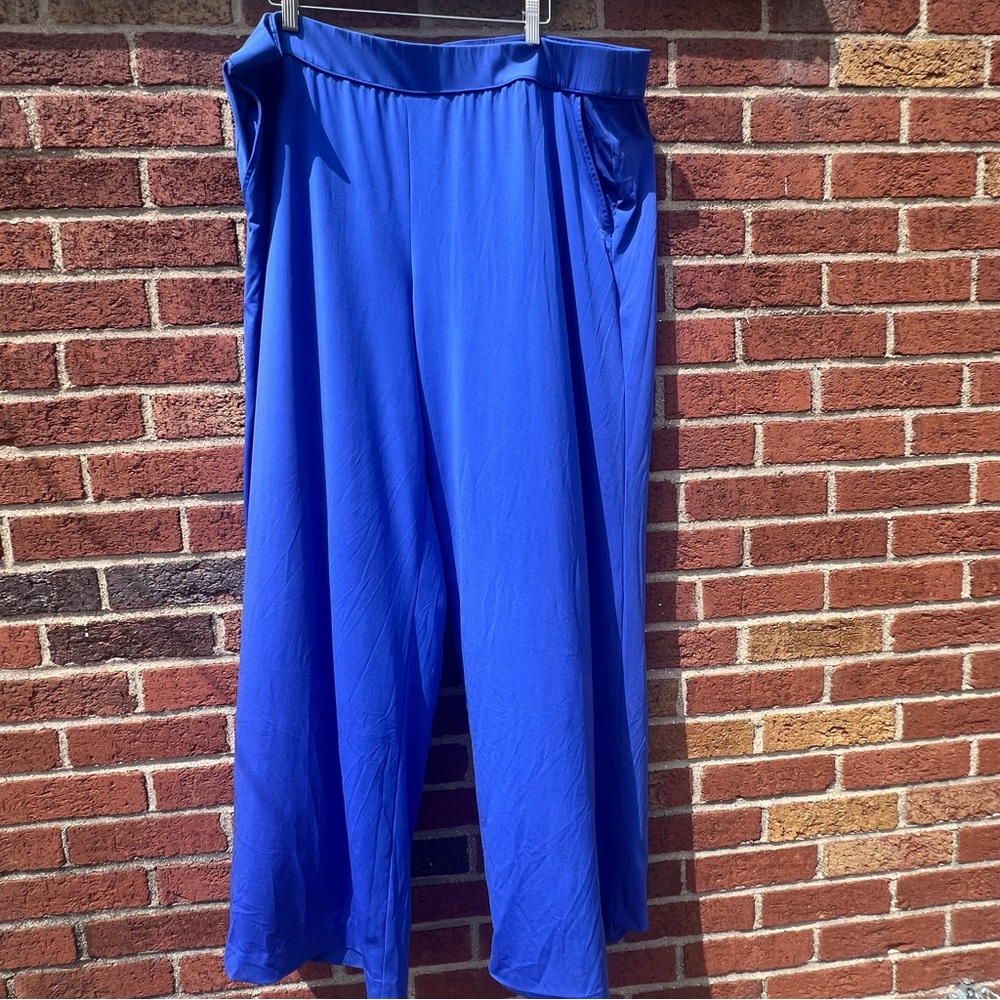 Lane Bryant Pants Womens Elastic Waist Stretch Knit Slash Pocket Wide Leg 22/24